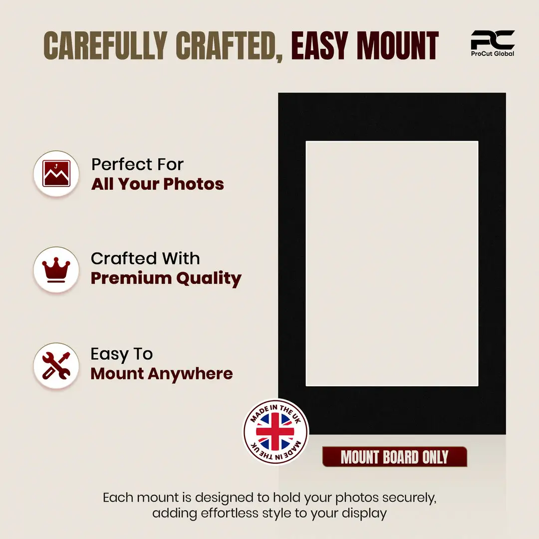 Black 60x40cm Picture Mount With A3 Aperture | Acid-Free Mat Board For Picture Frames thumbnail 8