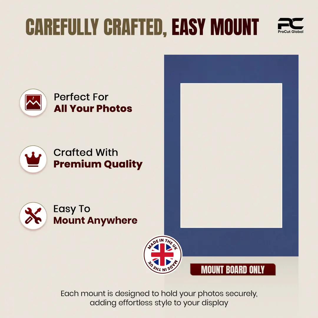 Blue 60x40cm Picture Mount With A3 Aperture | Acid-Free Mat Board For Picture Frames thumbnail 8