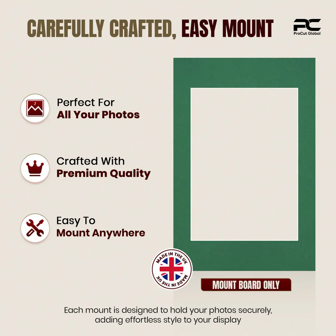 Emerald (Green) 60x40cm Picture Mount With A3 Aperture | Acid-Free Mat Board For Picture Frames thumbnail 8