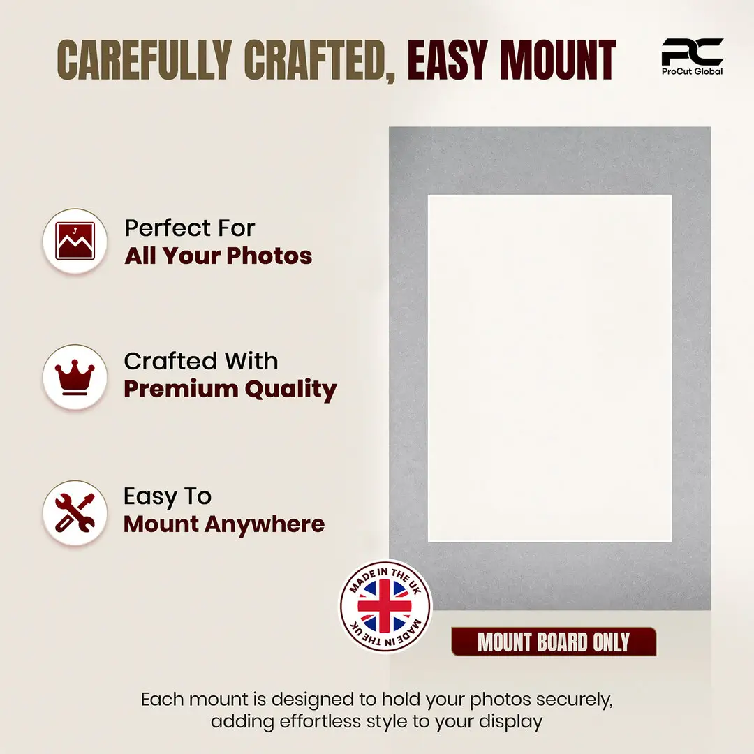 Silver 60x40cm Picture Mount With A3 Aperture | Acid-Free Picture Mount Board thumbnail 8
