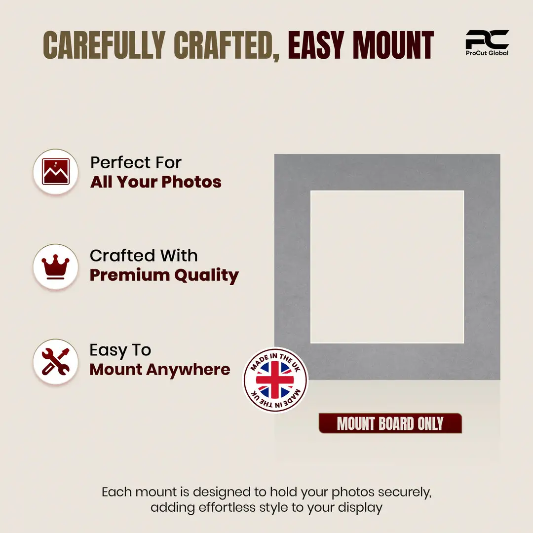 Mid Grey 60x60cm Picture Mount With 40x40cm Aperture | Acid-Free Mat Board For Photos & Artwork thumbnail 8