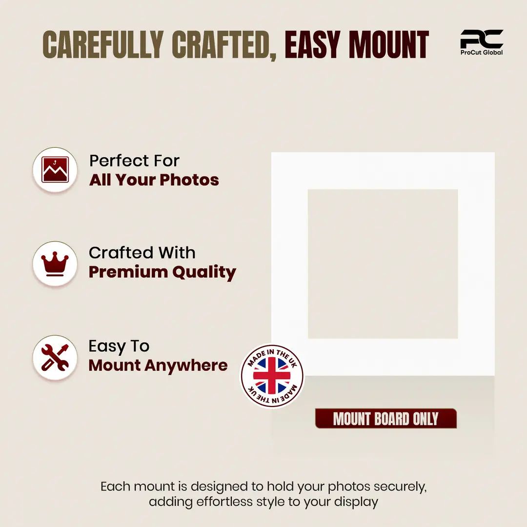 Ice White 60x60cm Picture Mount With 40x40cm Aperture | Acid-Free Picture Mount Board thumbnail 8