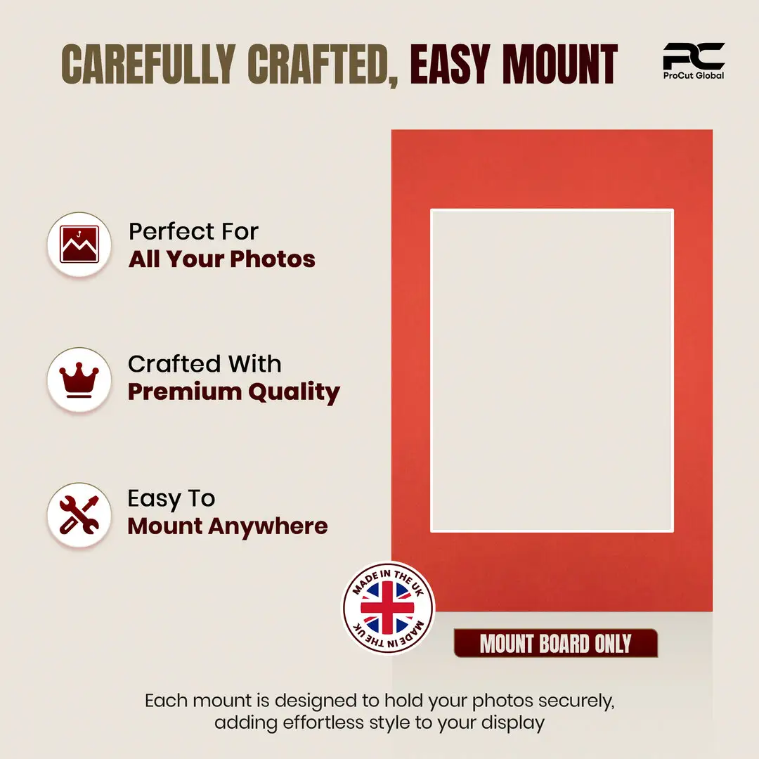 Poppy Red 6x4" Picture Mount With 4x3" Aperture | Acid-Free Mat Board For Picture Frames thumbnail 8