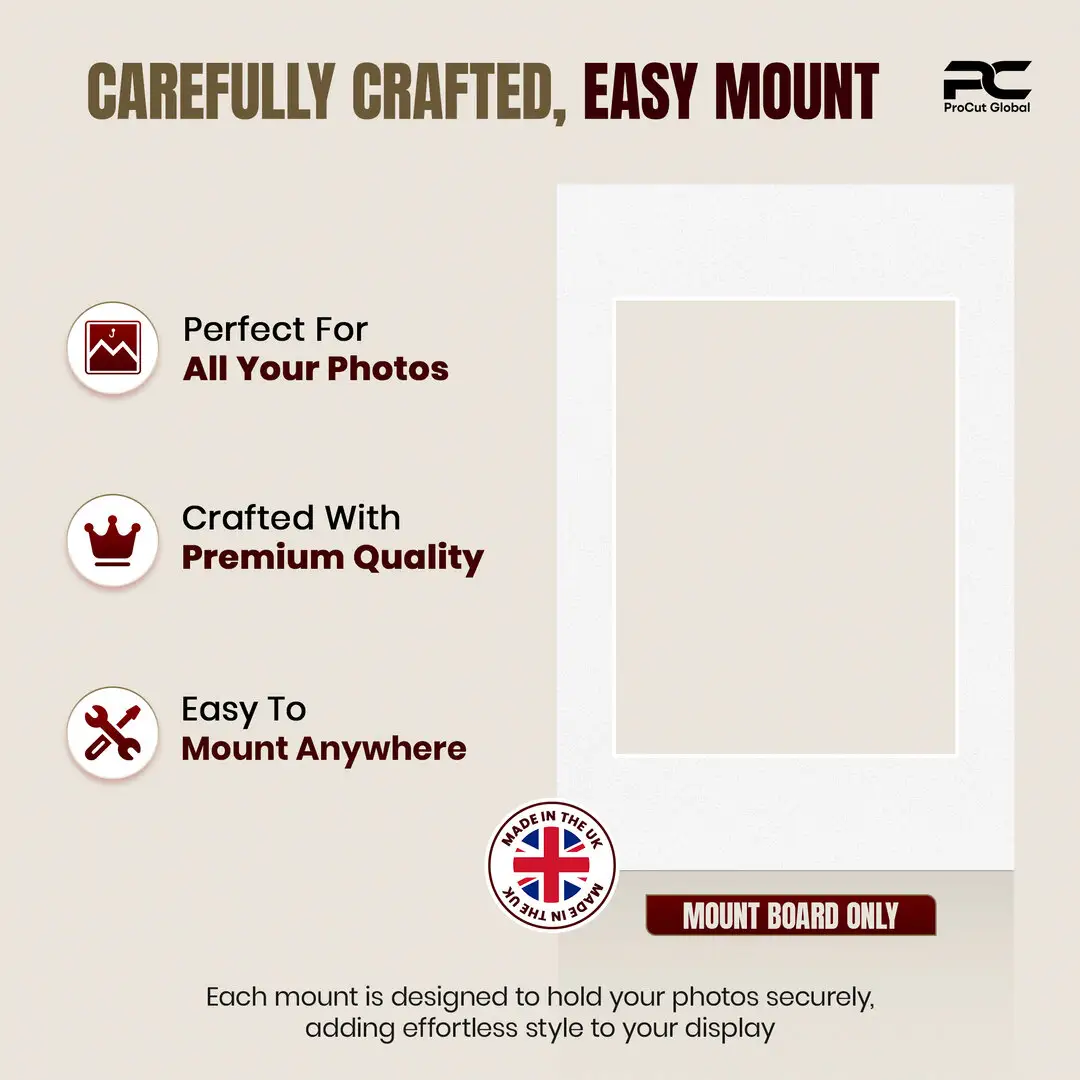 Ice White 6x4" Picture Mount With 4x3" Aperture | Acid-Free Picture Mount Board thumbnail 8