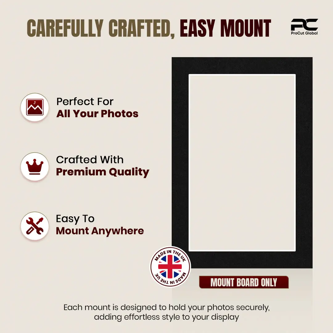 Black 6x4" Picture Mount With 5x3" Aperture | Acid-Free Mat Board For Photos & Artwork thumbnail 8
