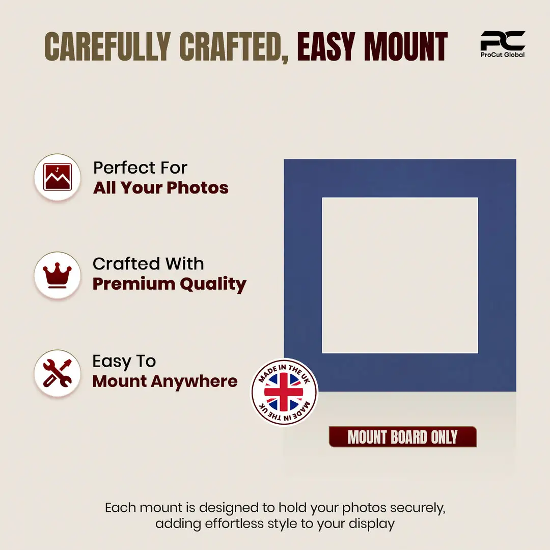 Blue 6x6" Picture Mount With 4x4" Aperture | Acid-Free Mat Board For Photos & Artwork thumbnail 8