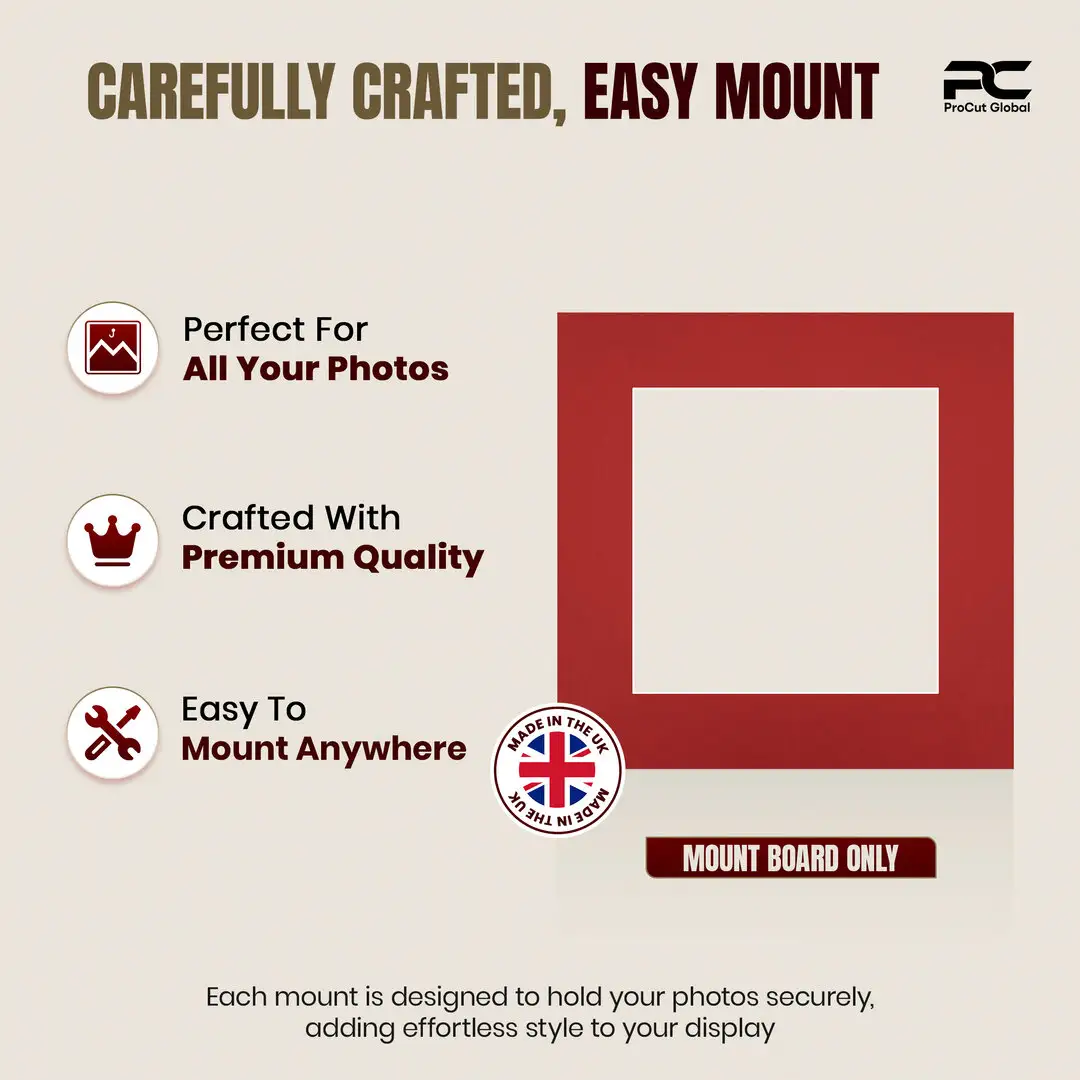 Crimson 6x6" Picture Mount With 4x4" Aperture | Acid-Free Mat Board For Picture Frames thumbnail 8