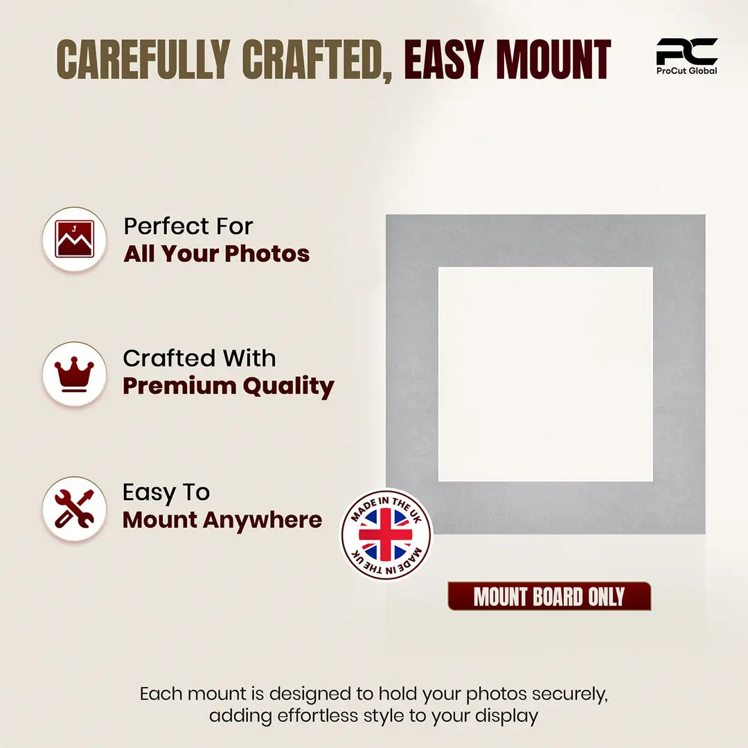 Silver 6x6" Picture Mount With 4x4" Aperture | Acid-Free Mat Board For Photos & Artwork thumbnail 8