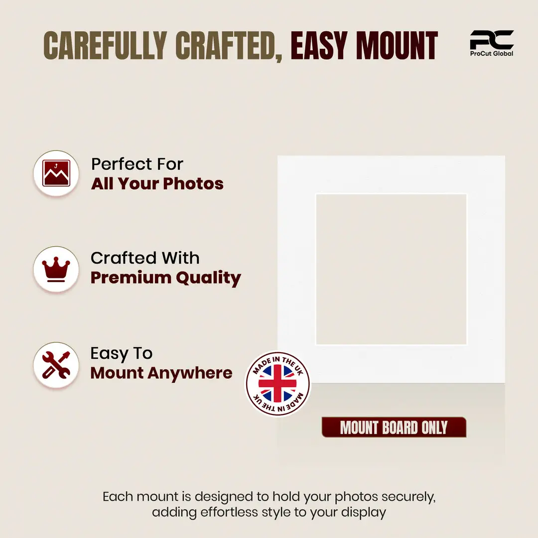 Ice White 6x6" Picture Mount With 4x4" Aperture | Acid-Free Mat Board For Picture Frames thumbnail 8