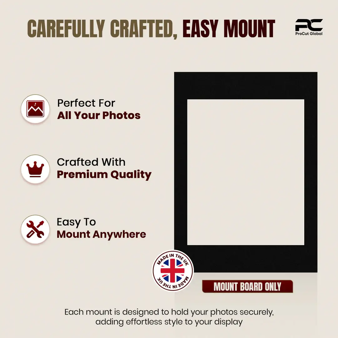 Black 70x50cm Picture Mount With 50x40cm Aperture | Acid-Free Picture Mount Board thumbnail 8