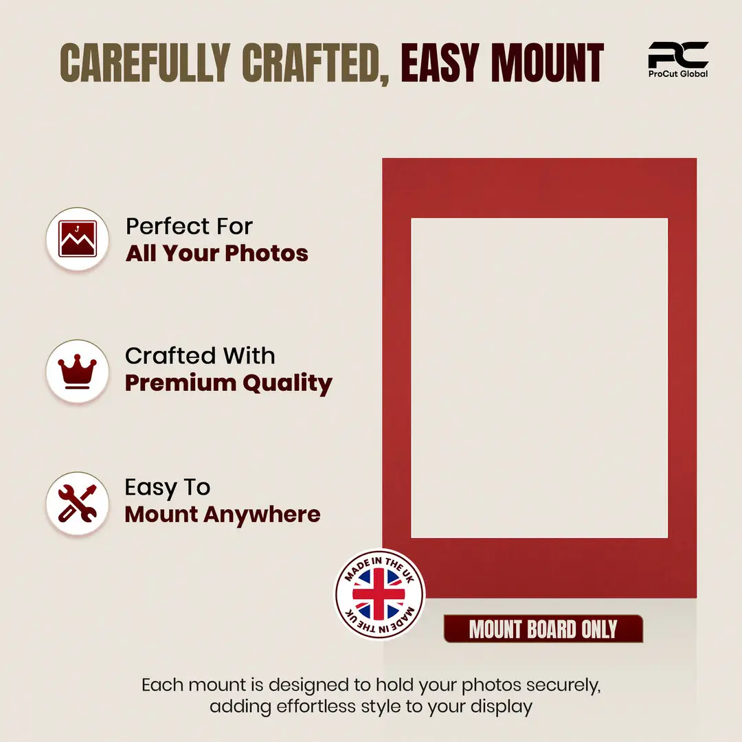 Crimson 70x50cm Picture Mount With 50x40cm Aperture | Acid-Free Mat Board For Picture Frames thumbnail 8