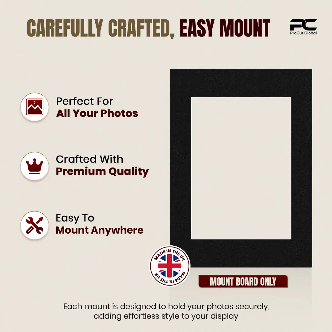 Black 7x5" Picture Mount With 5x3.5" Aperture | Acid-Free Picture Mount Board thumbnail 8