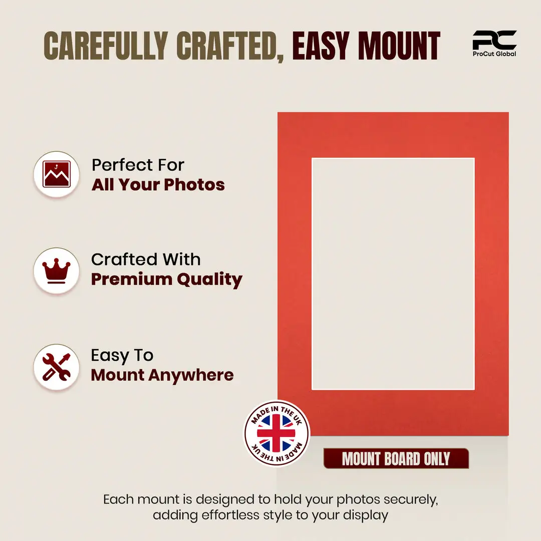 Poppy Red 7x5" Picture Mount With 5x3.5" Aperture | Acid-Free Picture Mount Board thumbnail 8