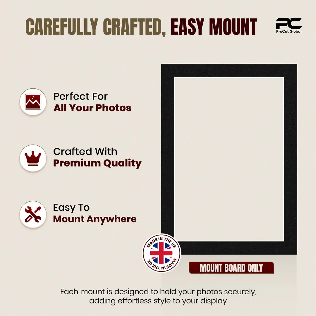 Black 7x5" Picture Mount With 6x4" Aperture | Acid-Free Picture Mount Board thumbnail 8