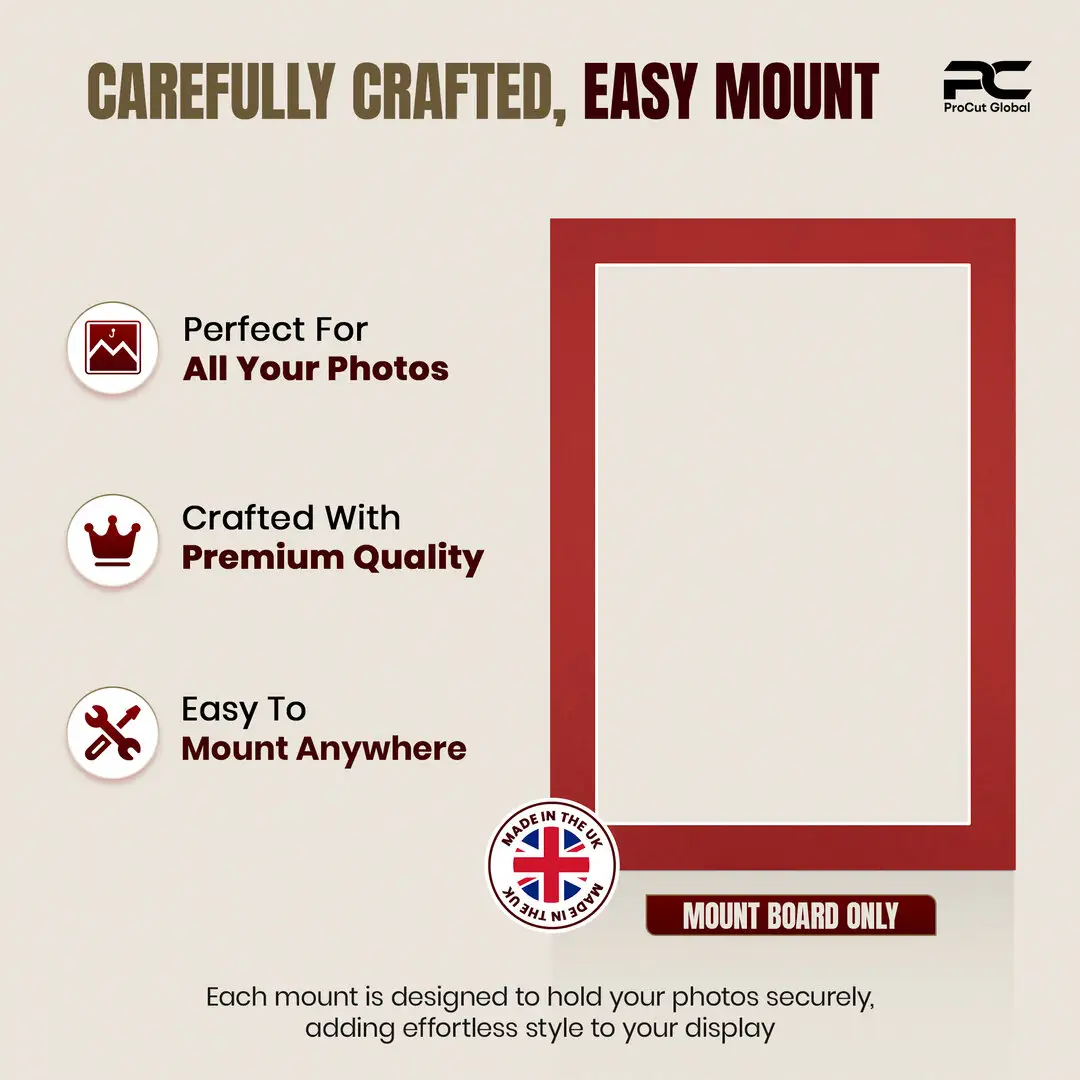 Crimson 7x5" Picture Mount With 6x4" Aperture | Acid-Free Mat Board For Picture Frames thumbnail 8