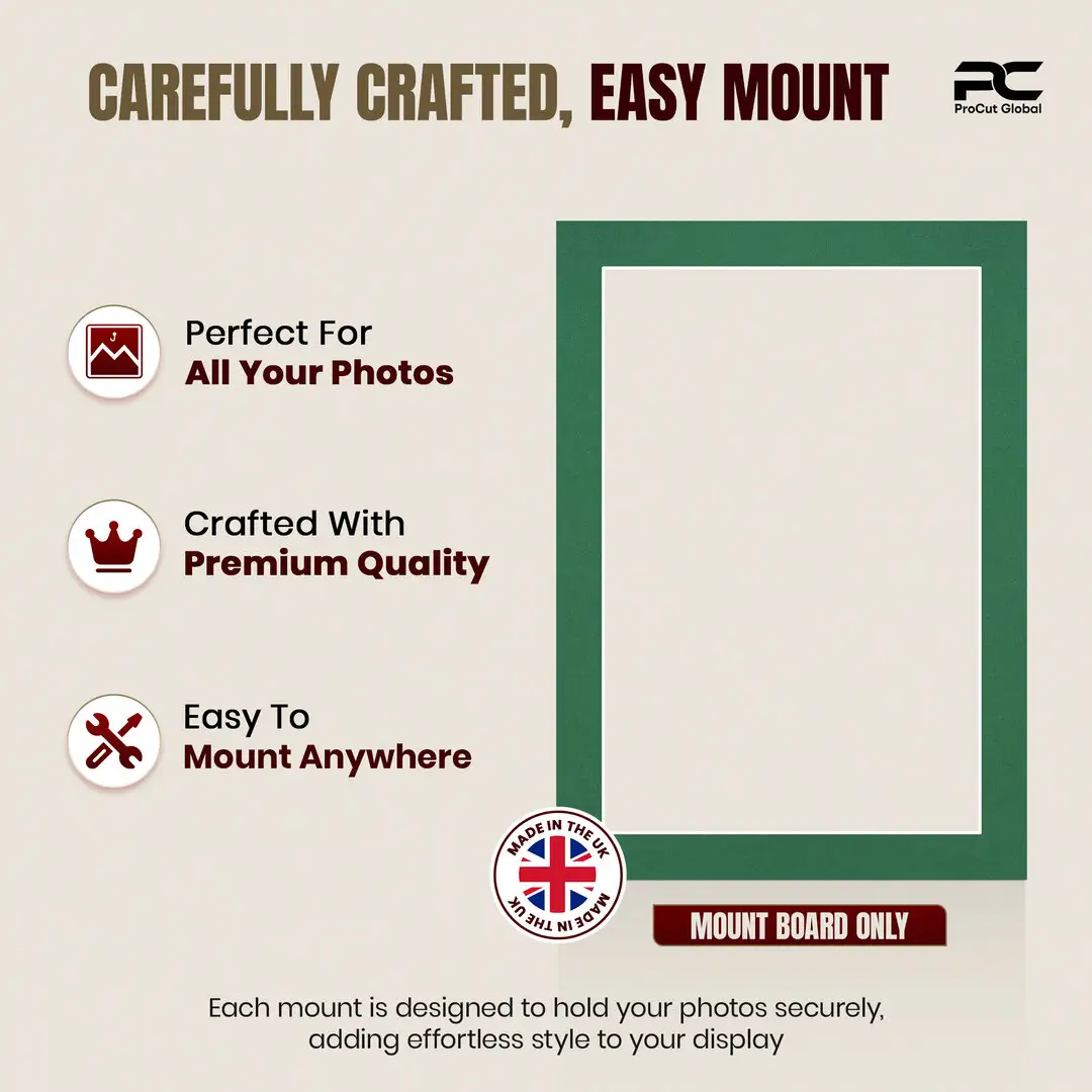 Emerald (Green) 7x5" Picture Mount With 6x4" Aperture | Acid-Free Mat Board For Picture Frames thumbnail 8