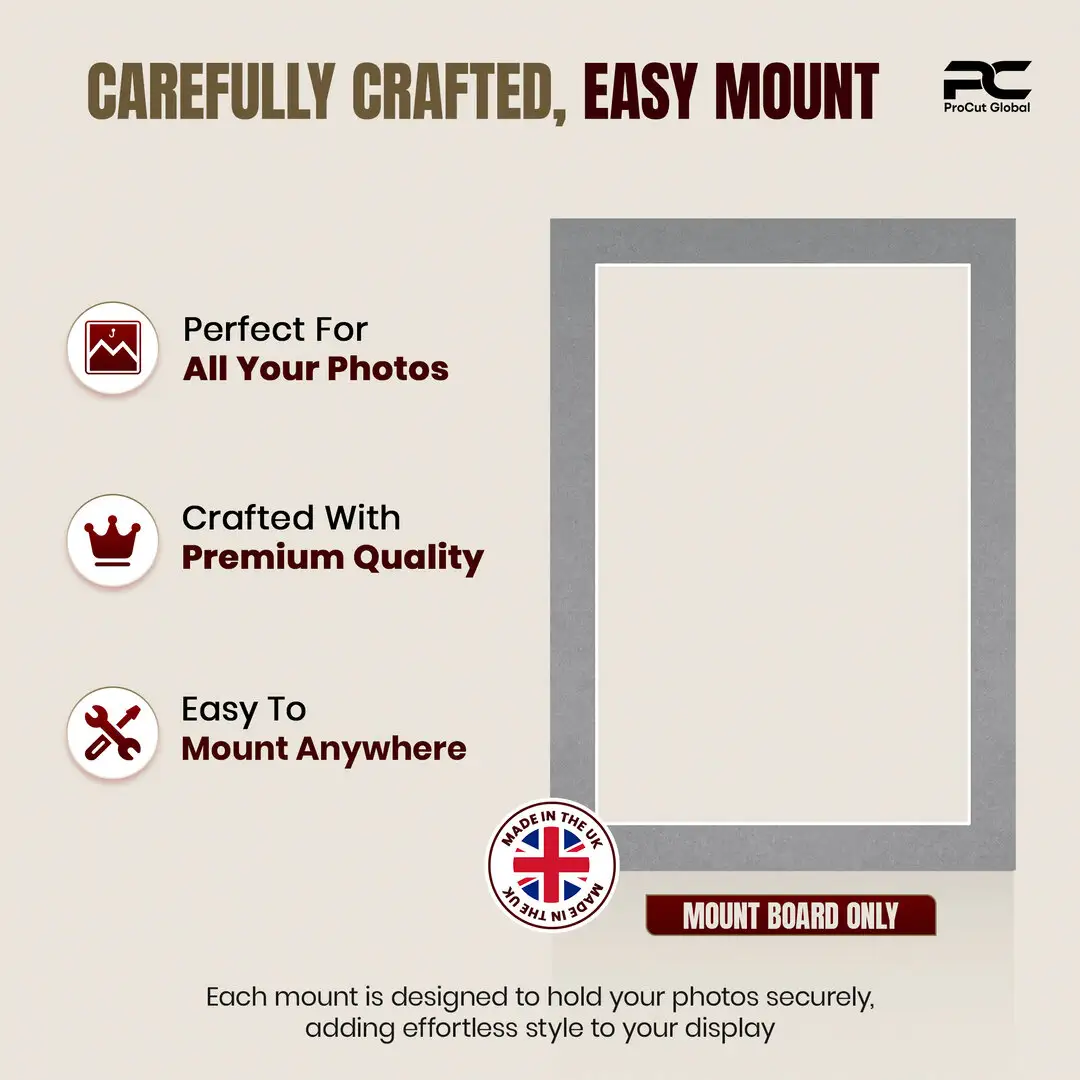 Mid Grey 7x5" Picture Mount With 6x4" Aperture | Acid-Free Mat Board For Picture Frames thumbnail 8