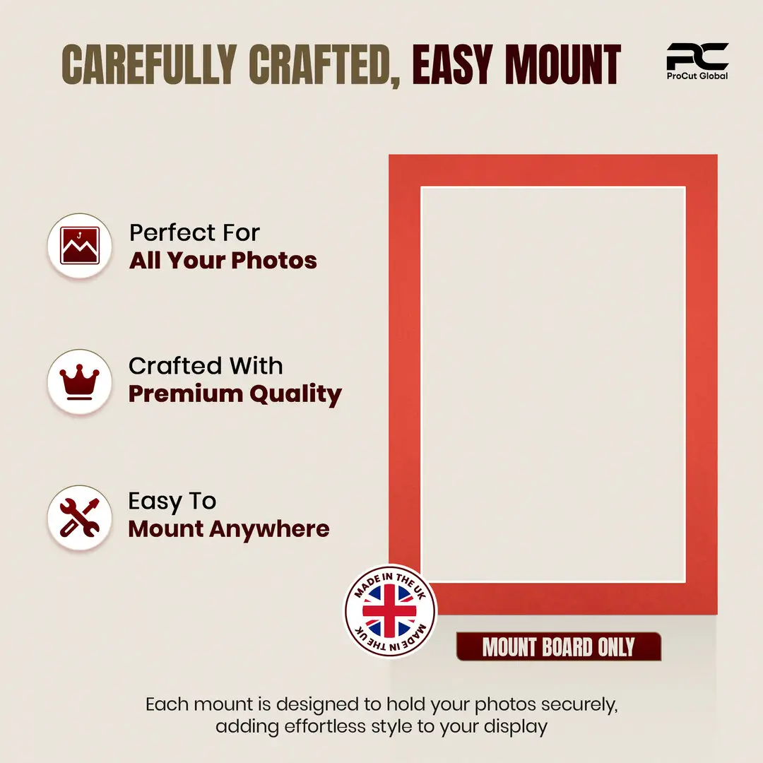 Poppy Red 7x5" Picture Mount With 6x4" Aperture | Acid-Free Mat Board For Picture Frames thumbnail 8