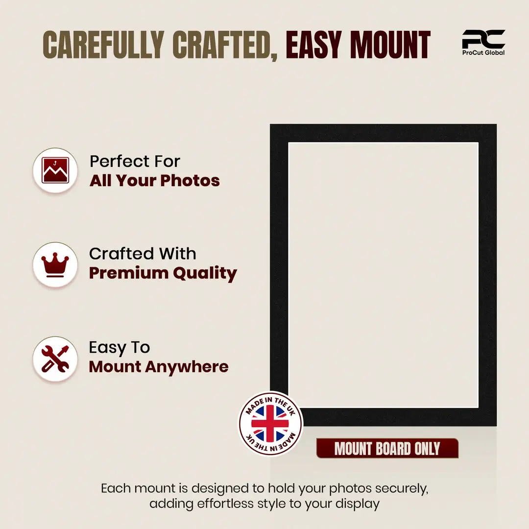 Black 80x60cm Picture Mount With 70x50cm Aperture | Acid-Free Picture Mount Board thumbnail 8