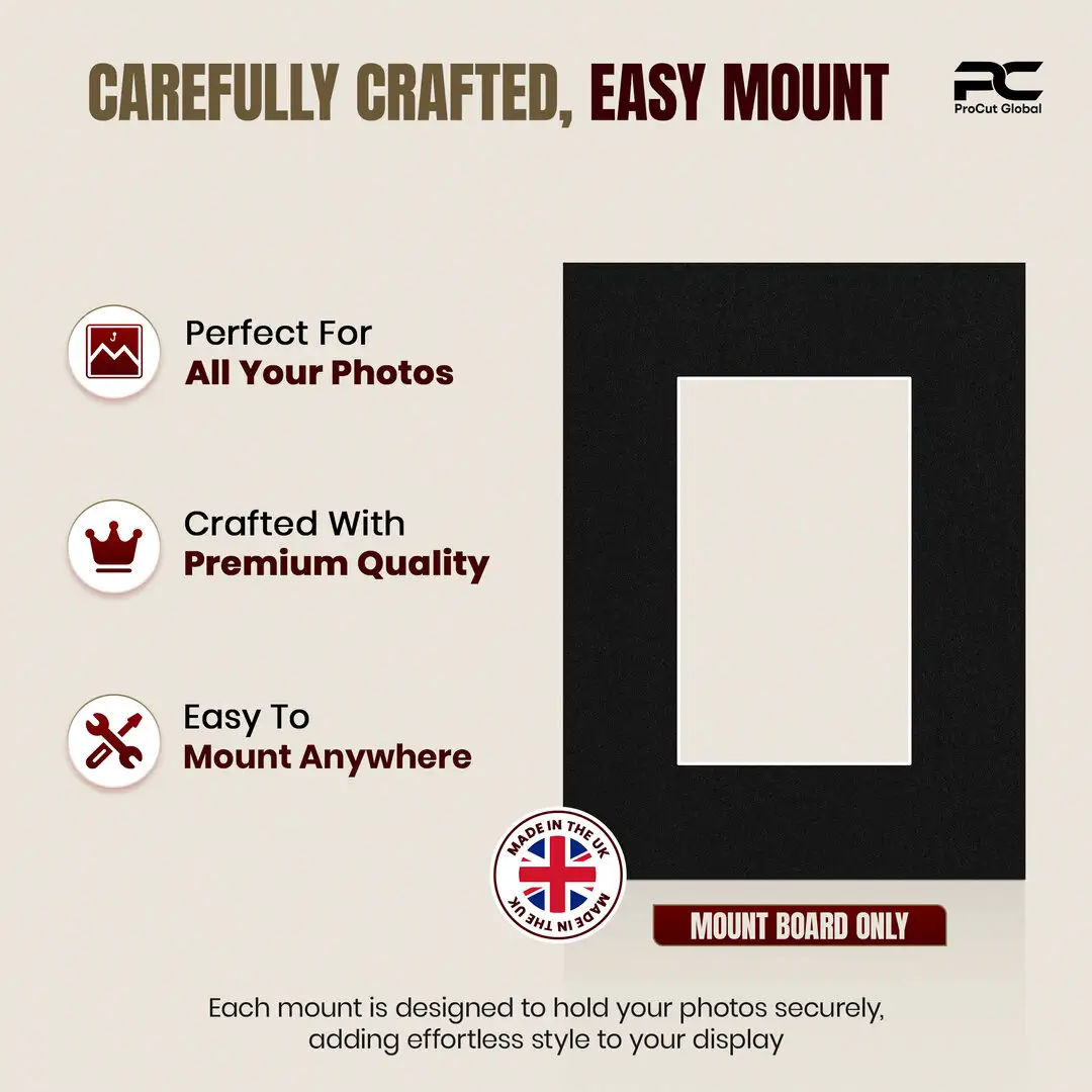 Black 8x6" Picture Mount With 5x3" Aperture | Acid-Free Mat Board For Photos & Artwork thumbnail 8