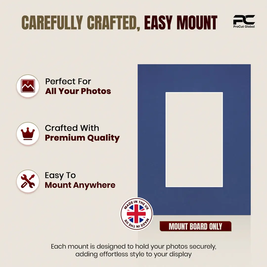 Blue 8x6" Picture Mount With 5x3" Aperture | Acid-Free Mat Board For Picture Frames thumbnail 8