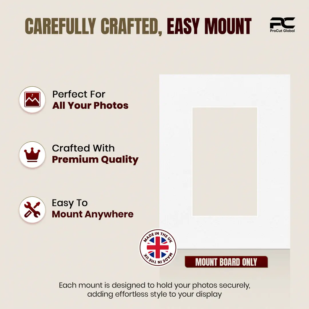 Ice White 8x6" Picture Mount With 5x3" Aperture | Acid-Free Picture Mount Board thumbnail 8