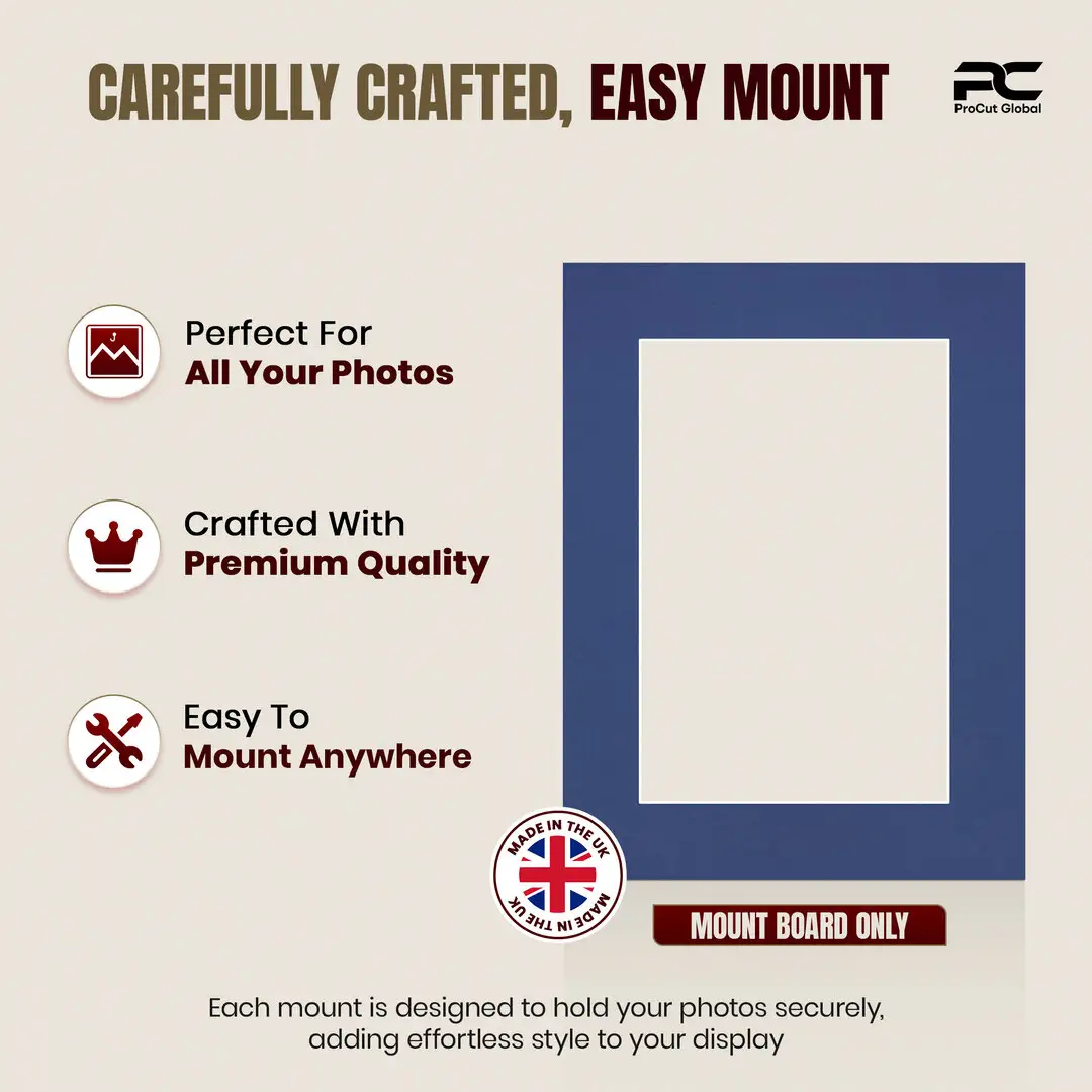 Blue 8x6" Picture Mount With 6x4" Aperture | Acid-Free Mat Board For Picture Frames thumbnail 8
