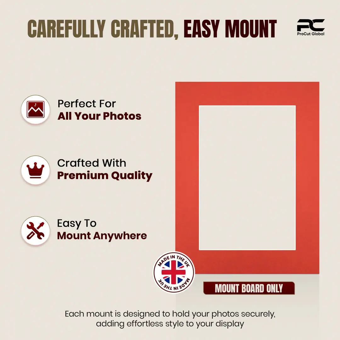 Poppy Red 8x6" Picture Mount With 6x4" Aperture | Acid-Free Picture Mount Board thumbnail 8