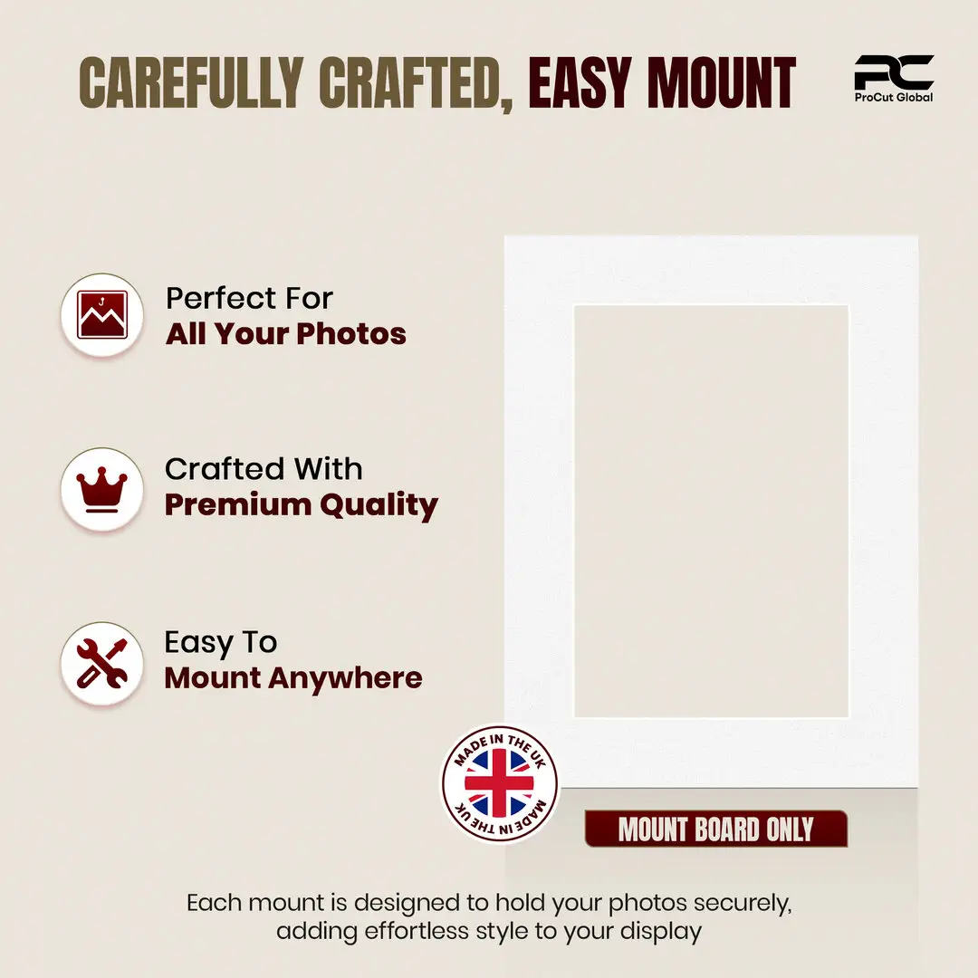 Ice White 8x6" Picture Mount With 6x4" Aperture | Acid-Free Mat Board For Picture Frames thumbnail 8