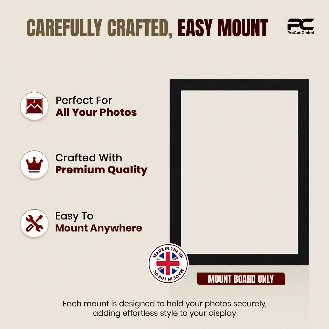 Black 8x6" Picture Mount With 7x5" Aperture | Acid-Free Picture Mount Board thumbnail 8