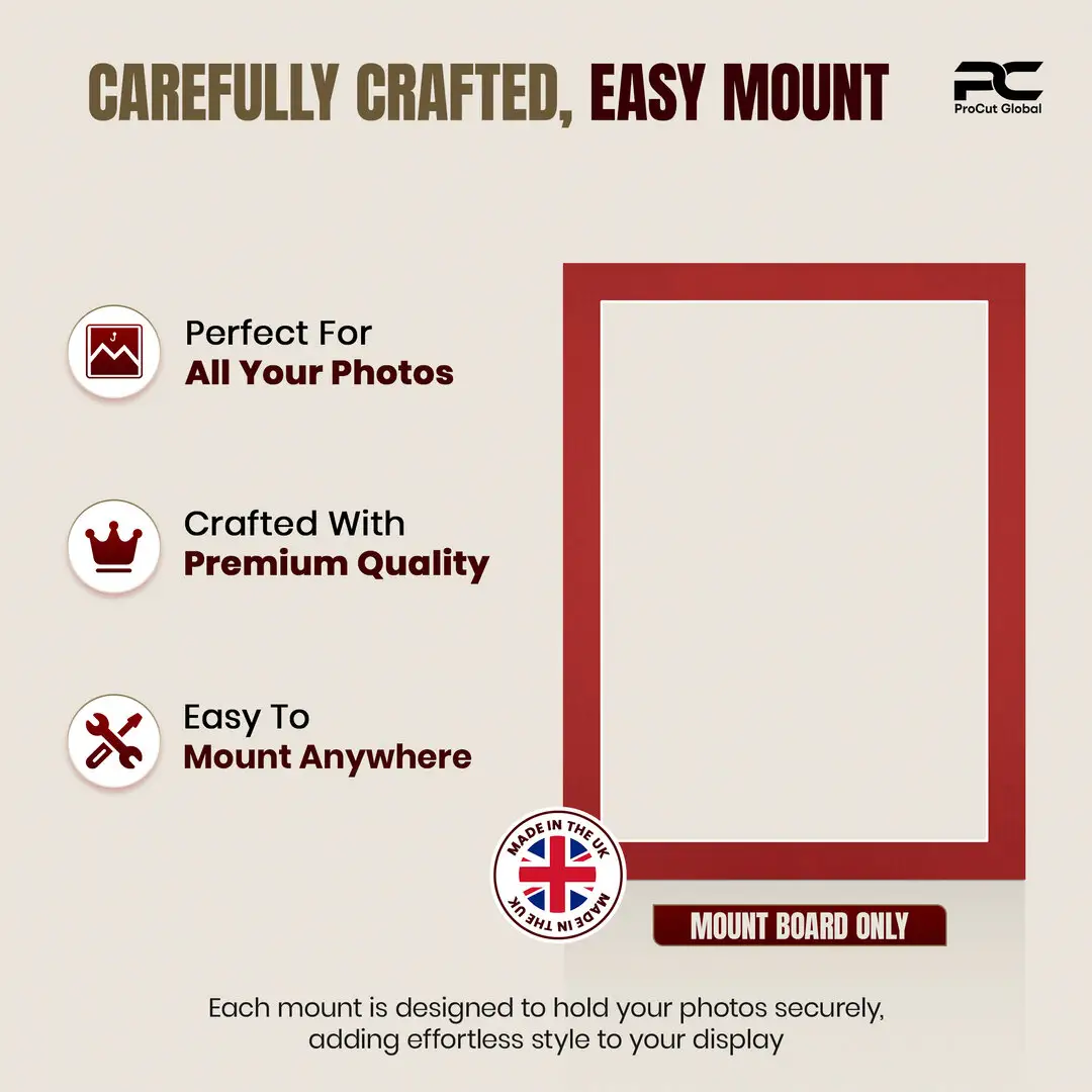Crimson 8x6" Picture Mount With 7x5" Aperture | Acid-Free Mat Board For Photos & Artwork thumbnail 8