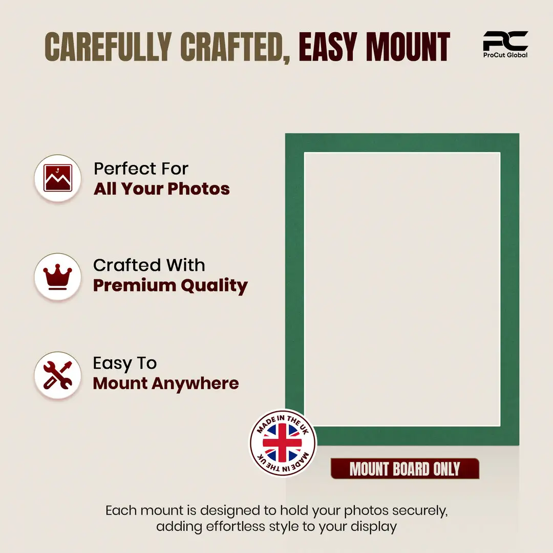 Emerald (Green) 8x6" Picture Mount With 7x5" Aperture | Acid-Free Picture Mount Board thumbnail 8