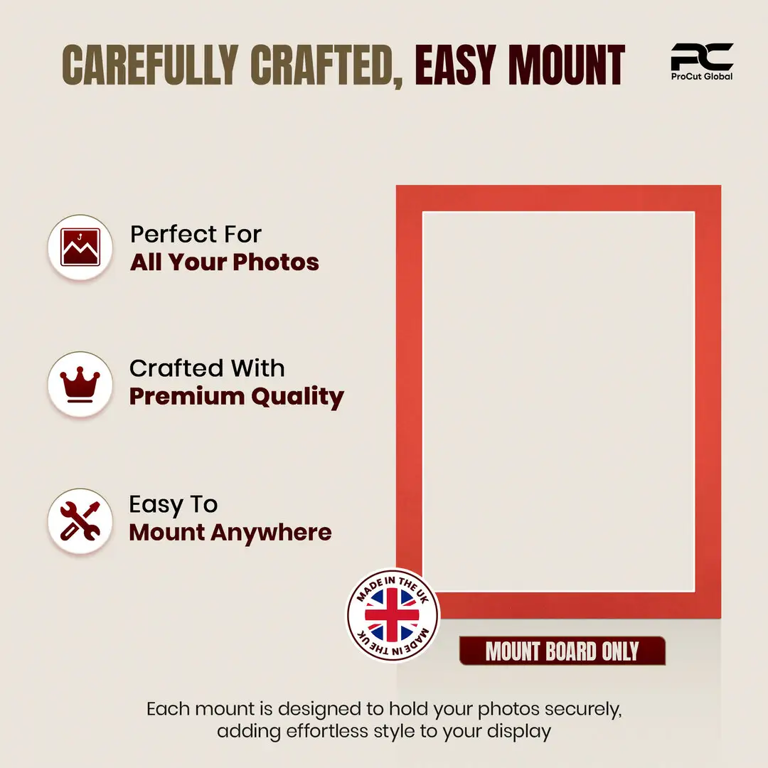 Poppy Red 8x6" Picture Mount With 7x5" Aperture | Acid-Free Picture Mount Board thumbnail 8