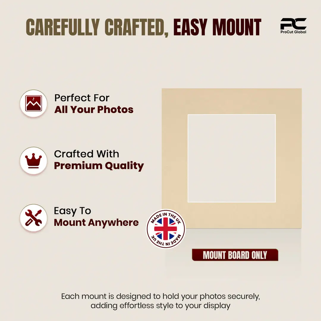 Ivory 8x8" Picture Mount With 5x5" Aperture | Acid-Free Picture Mount Board thumbnail 8