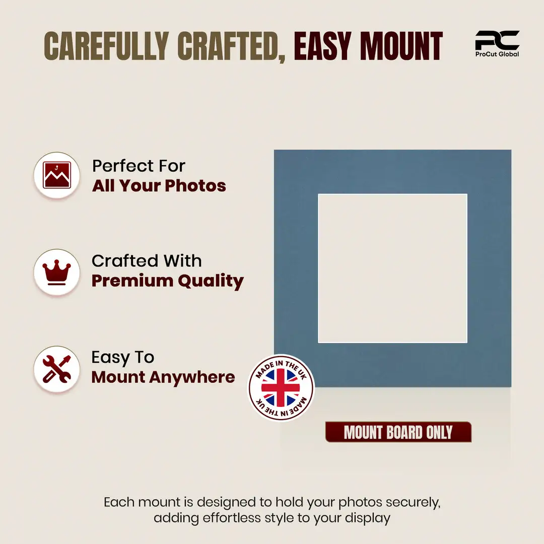 Pompador 8x8" Picture Mount With 5x5" Aperture | Acid-Free Picture Mount Board thumbnail 8