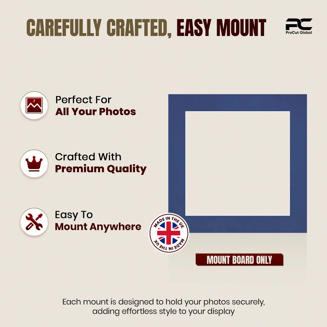 Blue 8x8" Picture Mount With 6x6" Aperture | Acid-Free Picture Mount Board thumbnail 8