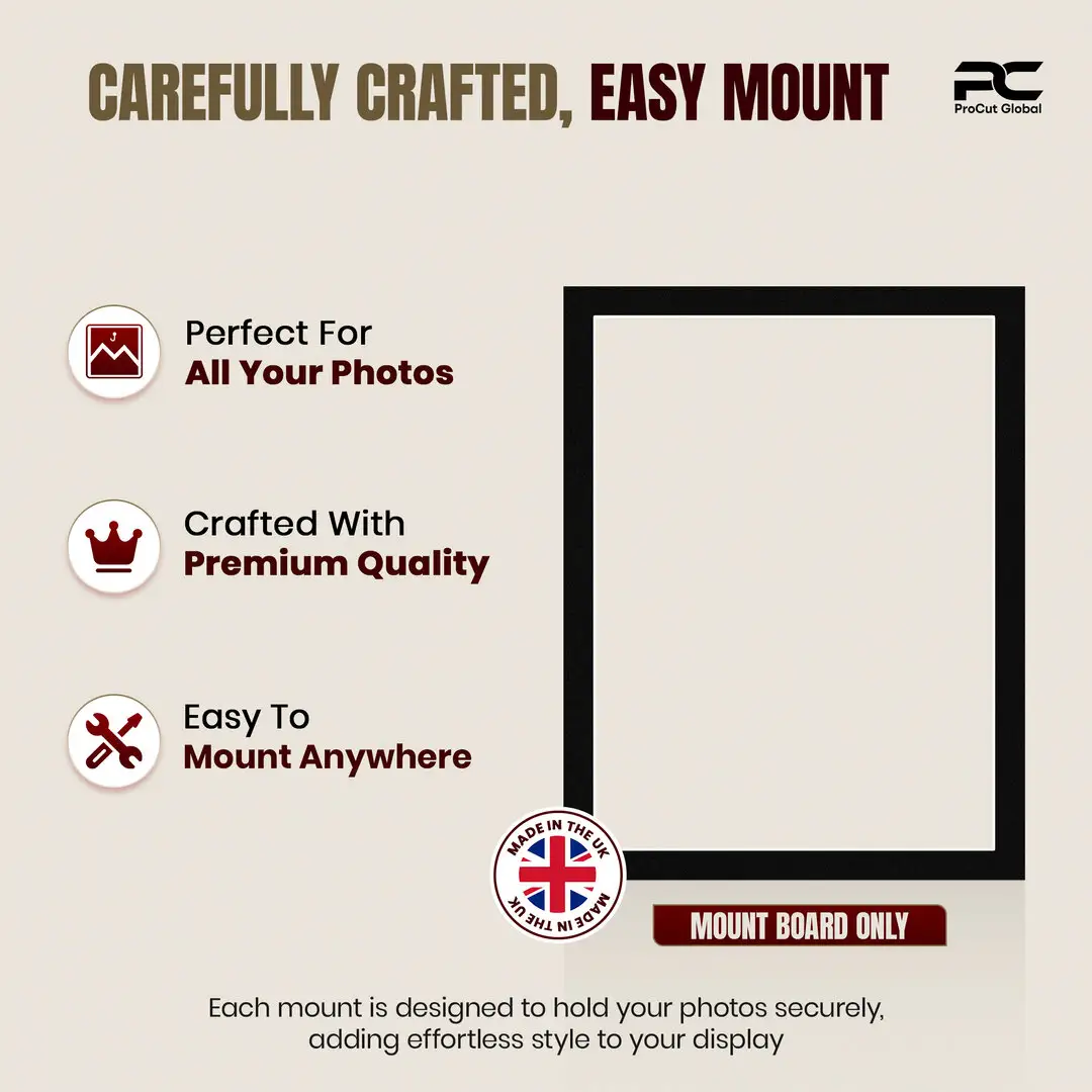 Black 90x70cm Picture Mount With 80x60cm Aperture | Acid-Free Mat Board For Photos & Artwork thumbnail 8