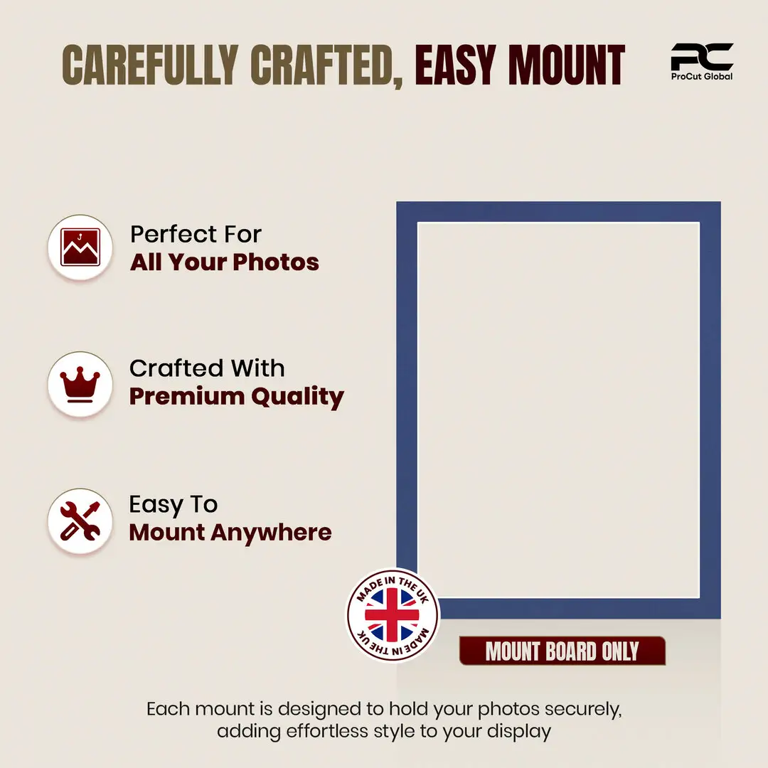 Blue 90x70cm Picture Mount With 80x60cm Aperture | Acid-Free Picture Mount Board thumbnail 8
