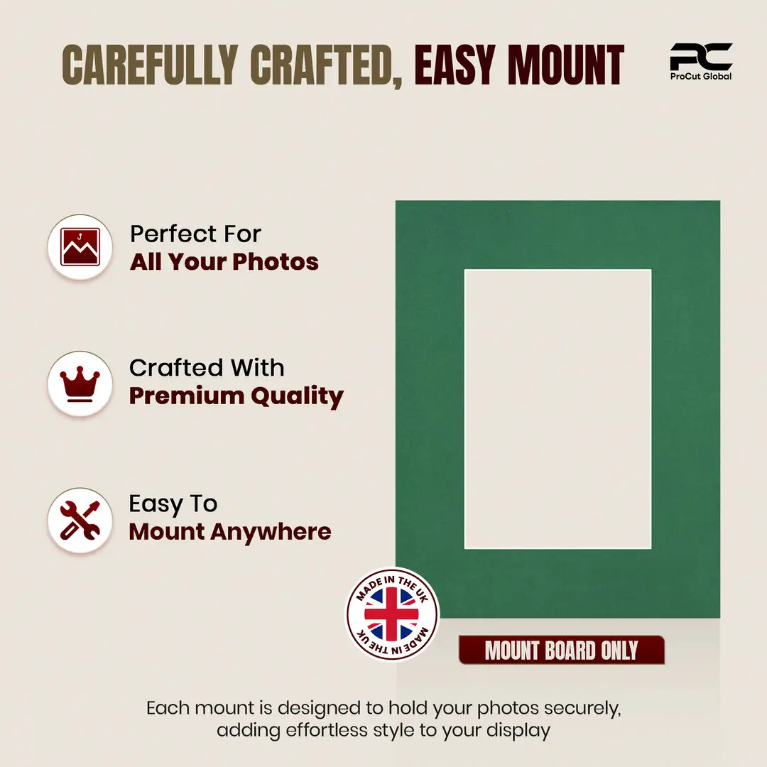 Emerald (Green) 9x7" Picture Mount With 6x4" Aperture | Acid-Free Mat Board For Picture Frames thumbnail 8