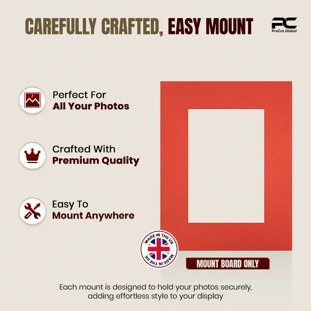 Poppy Red 9x7" Picture Mount With 6x4" Aperture | Acid-Free Mat Board For Photos & Artwork thumbnail 8