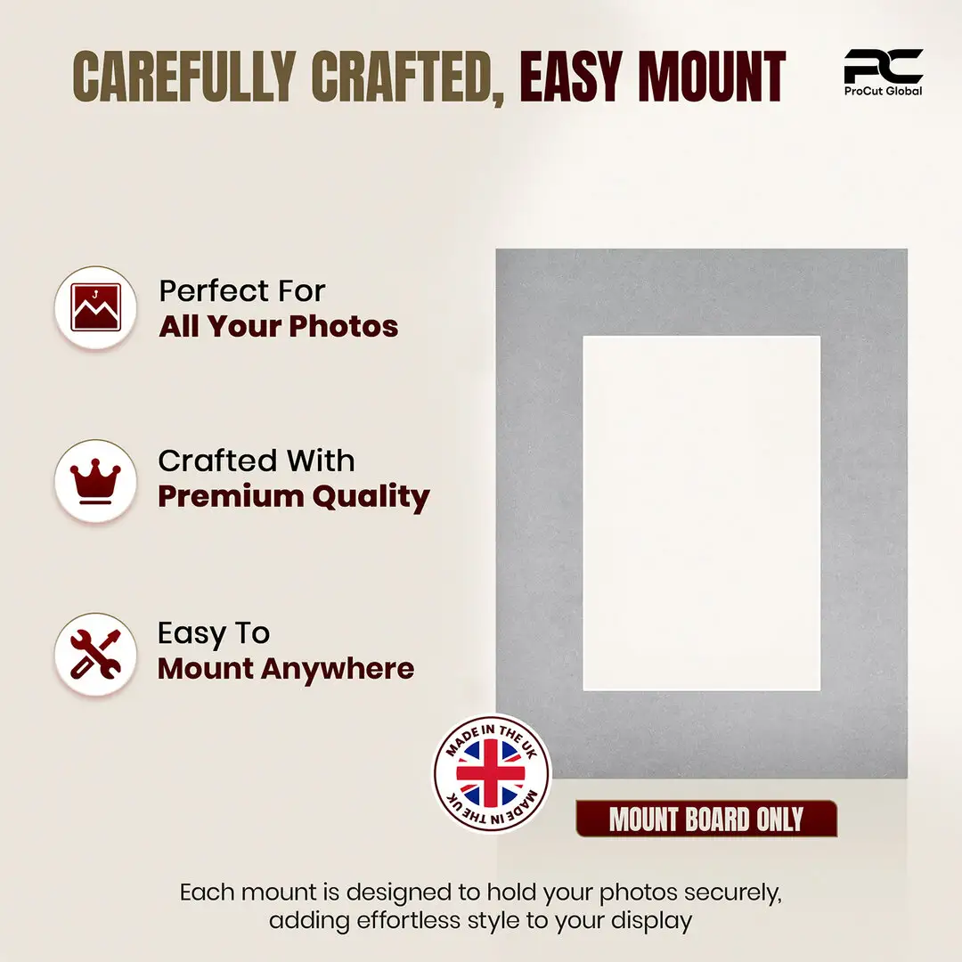 Silver 9x7" Picture Mount With 6x4" Aperture | Acid-Free Mat Board For Picture Frames thumbnail 8
