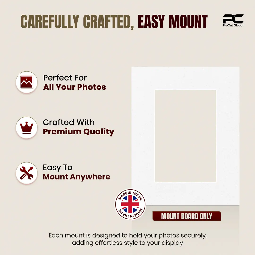 Ice White 9x7" Picture Mount With 6x4" Aperture | Acid-Free Mat Board For Picture Frames thumbnail 8