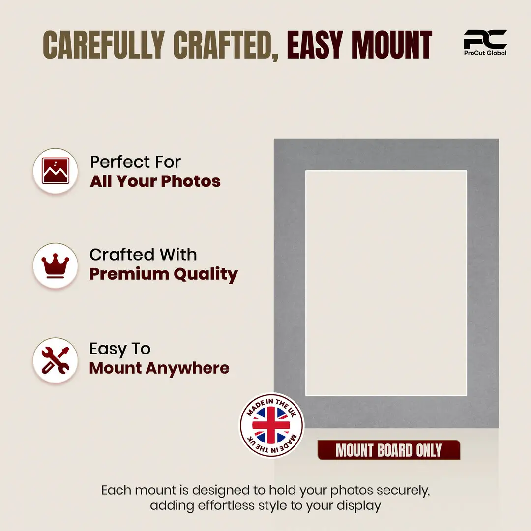 Mid Grey 9x7" Picture Mount With 7x5" Aperture | Acid-Free Picture Mount Board thumbnail 8