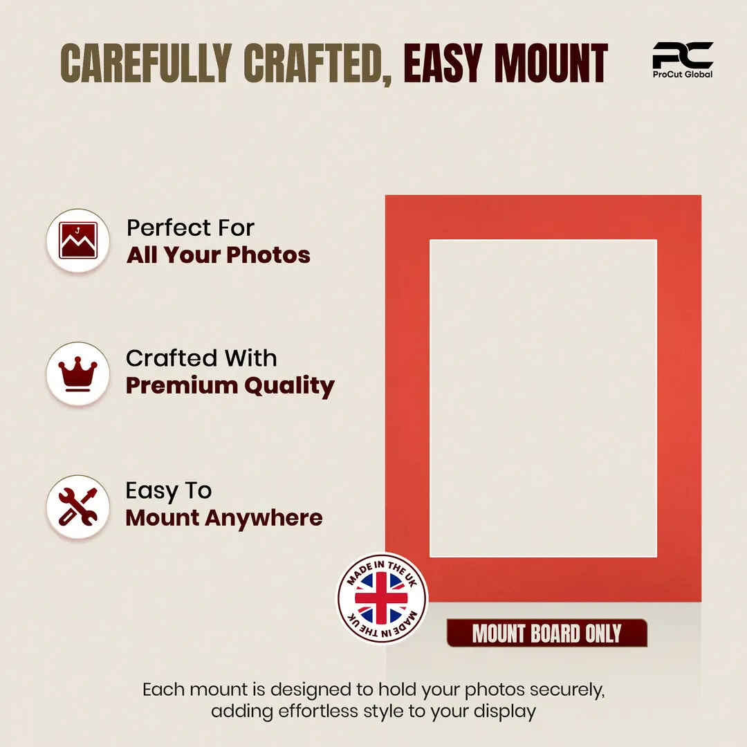 Poppy Red 9x7" Picture Mount With 7x5" Aperture | Acid-Free Mat Board For Picture Frames thumbnail 8