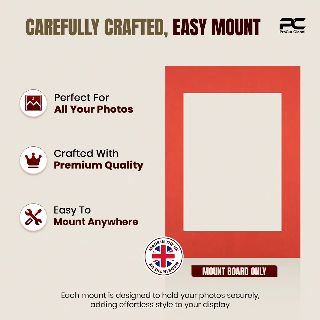 Poppy Red A1 Picture Mount With A2 Aperture | Acid-Free Mat Board For Picture Frames thumbnail 8