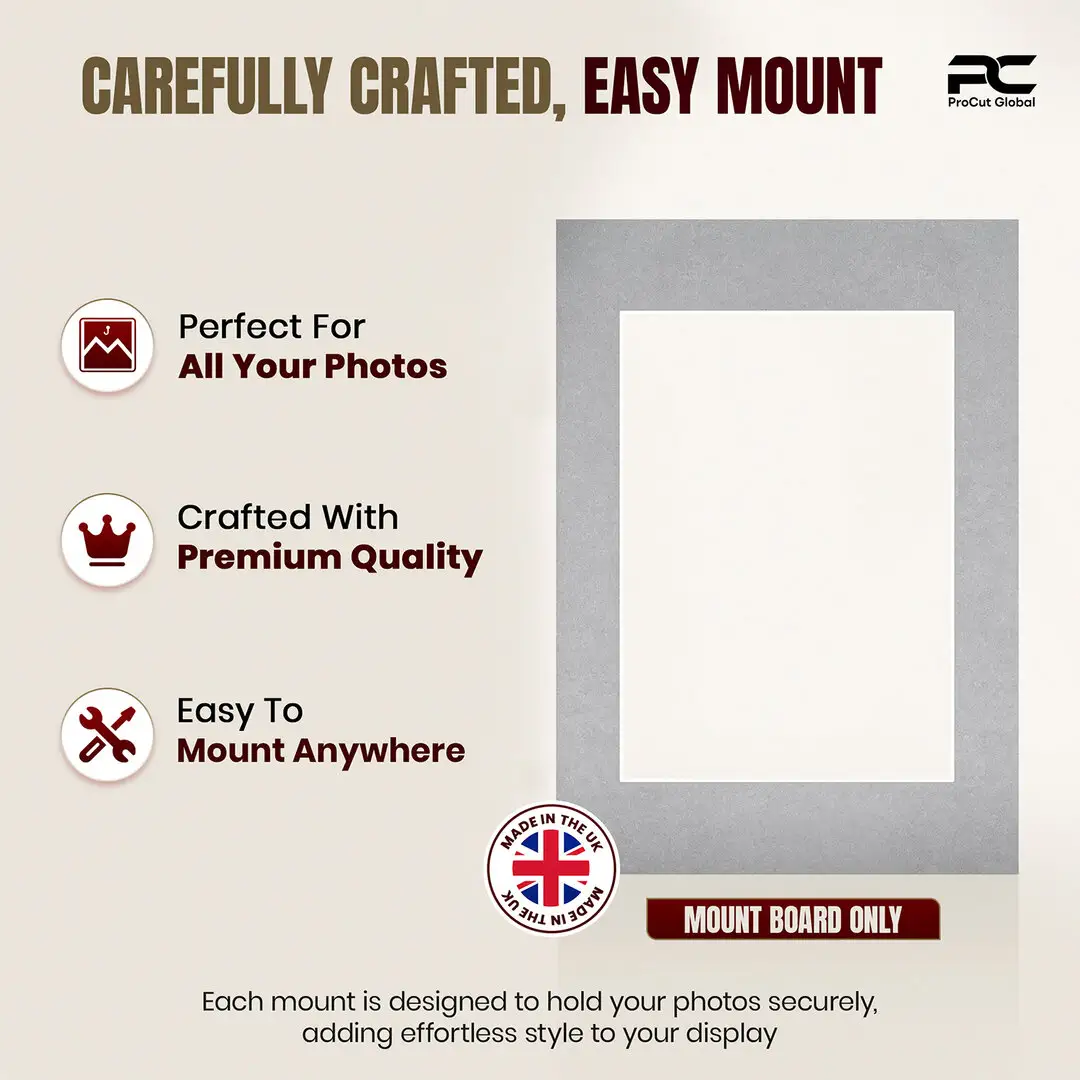 Silver A1 Picture Mount With A2 Aperture | Acid-Free Picture Mount Board thumbnail 8