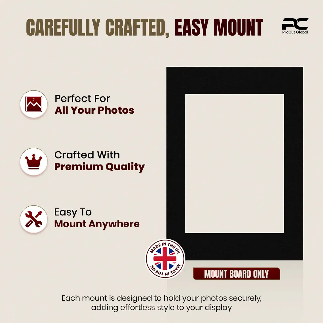 Black A2 Picture Mount With A3 Aperture | Acid-Free Picture Mount Board thumbnail 8