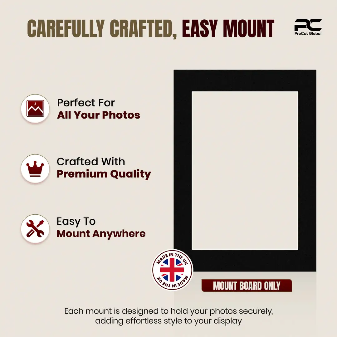 Black A4 Picture Mount With 9x6" Aperture | Acid-Free Mat Board For Picture Frames thumbnail 8