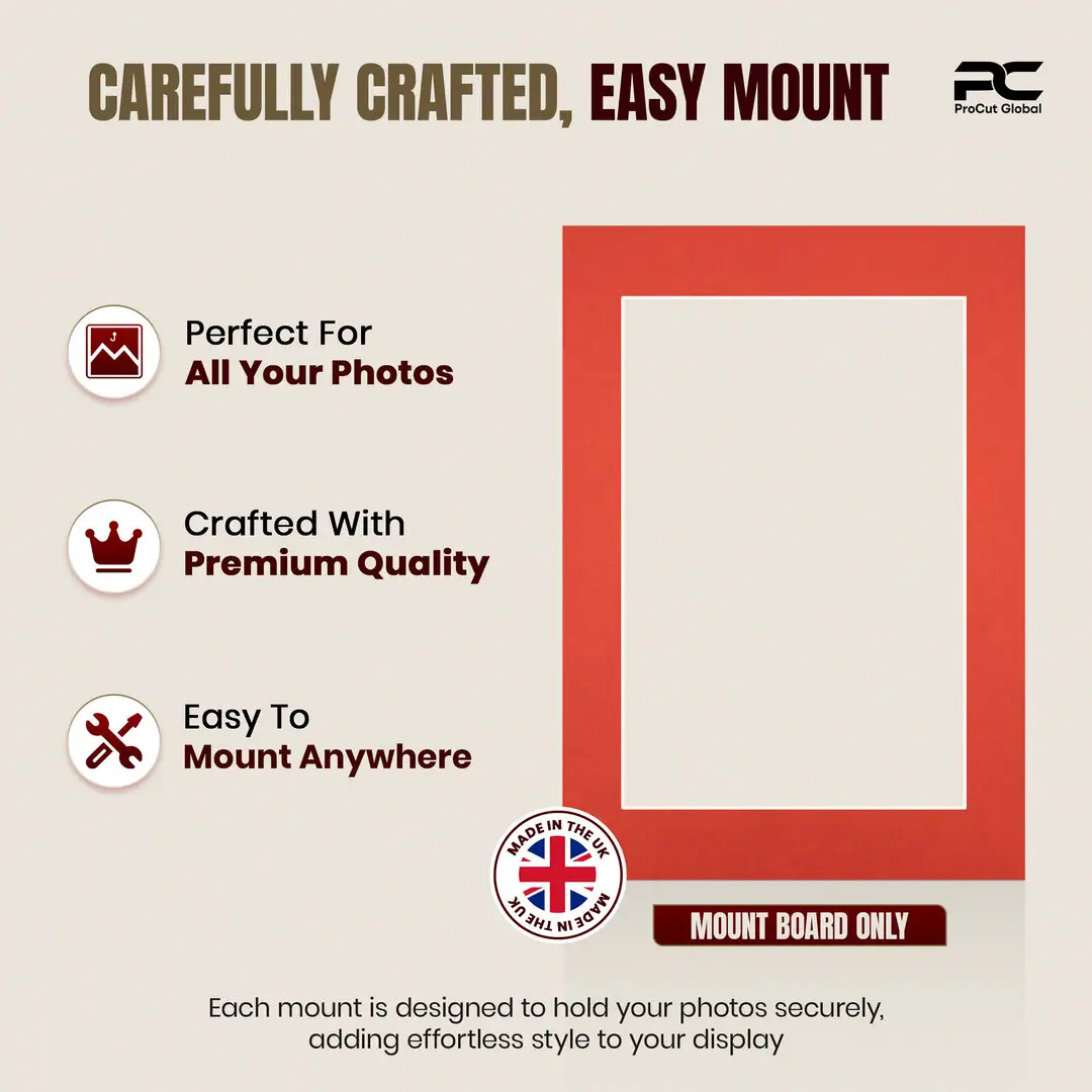 Poppy Red A4 Picture Mount With 9x6" Aperture | Acid-Free Picture Mount Board thumbnail 8