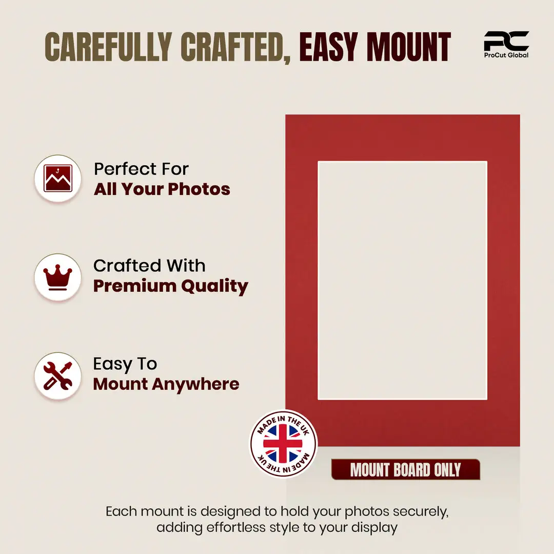 Crimson A4 Picture Mount With A5 Aperture | Acid-Free Picture Mount Board thumbnail 8